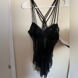 Sheer black sparkle lingerie set